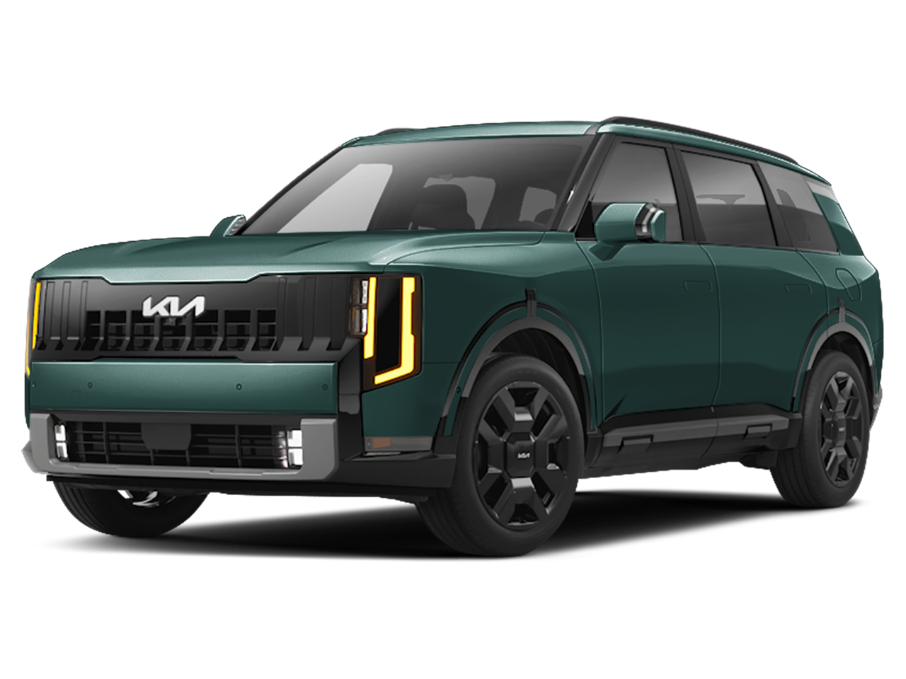 2027 Kia Telluride SX-Prestige in Black Jade Green — front three-quarter view
