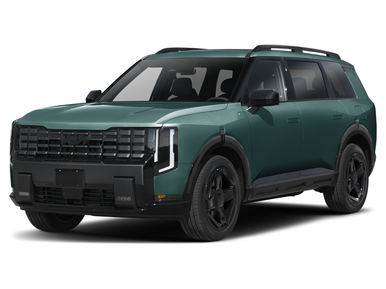 2027 Kia Telluride X-Line EX in Black Jade Green — front three-quarter view