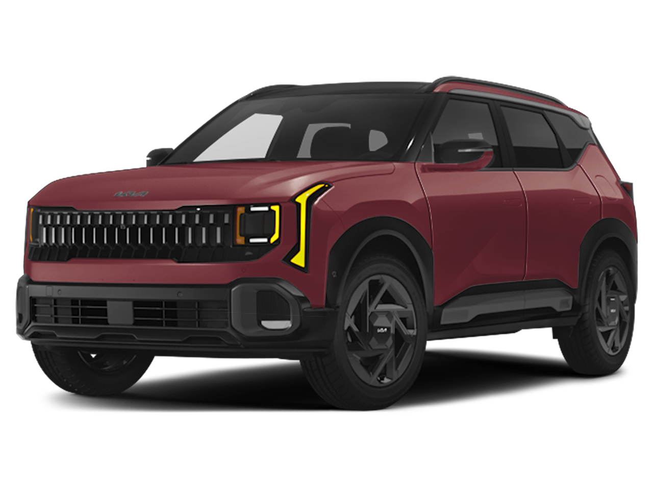 2027 Kia Seltos X-Line S in Magma Red Matte — front three-quarter view