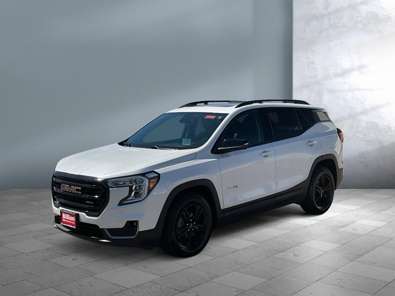 2022 GMC Terrain AT4 in White Frost Tricoat — front three-quarter view