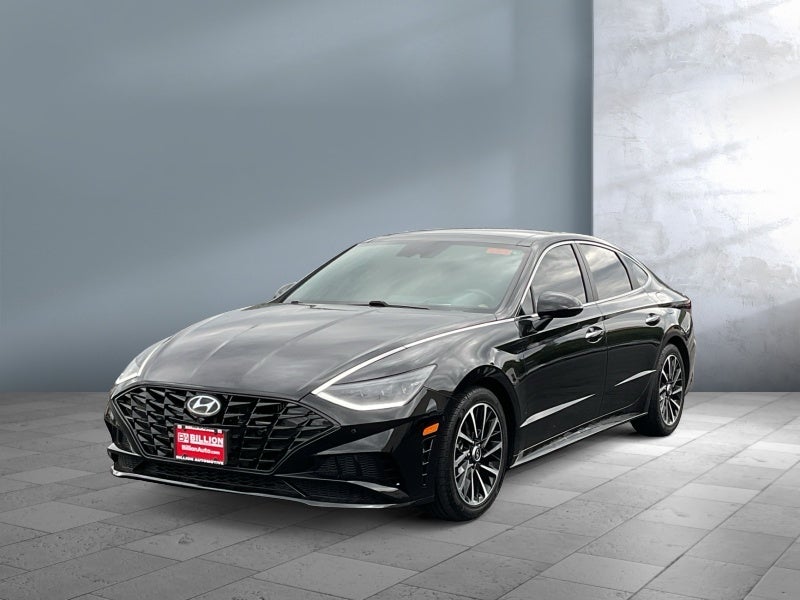 2021 Hyundai Sonata Limited in Phantom Black — front three-quarter view