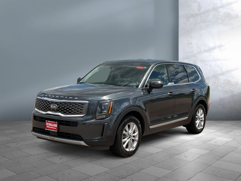 2020 Kia Telluride LX in Gravity Grey — front three-quarter view