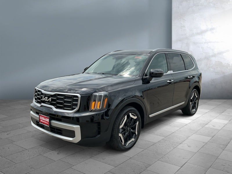 2024 Kia Telluride S in Ebony Black — front three-quarter view