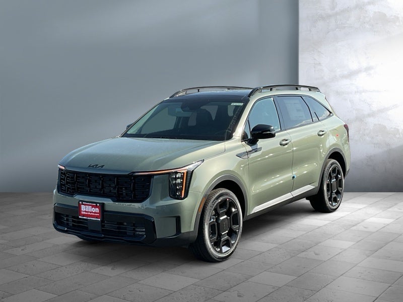 2026 Kia Sorento X-Line EX in Jungle Green — front three-quarter view