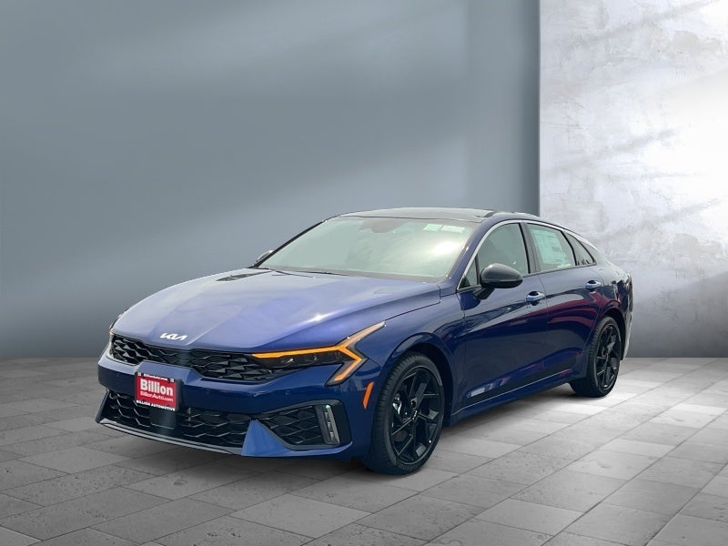 2026 Kia K5 GT-Line in Yacht Blue — front three-quarter view