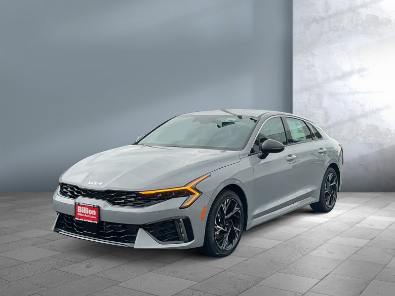 2026 Kia K5 GT-Line in Wolf Gray — front three-quarter view